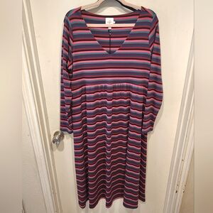 The Nines By Hatch NWT Multicolor Stripe Stretch Knit Midi Maternity Dress Sz XL